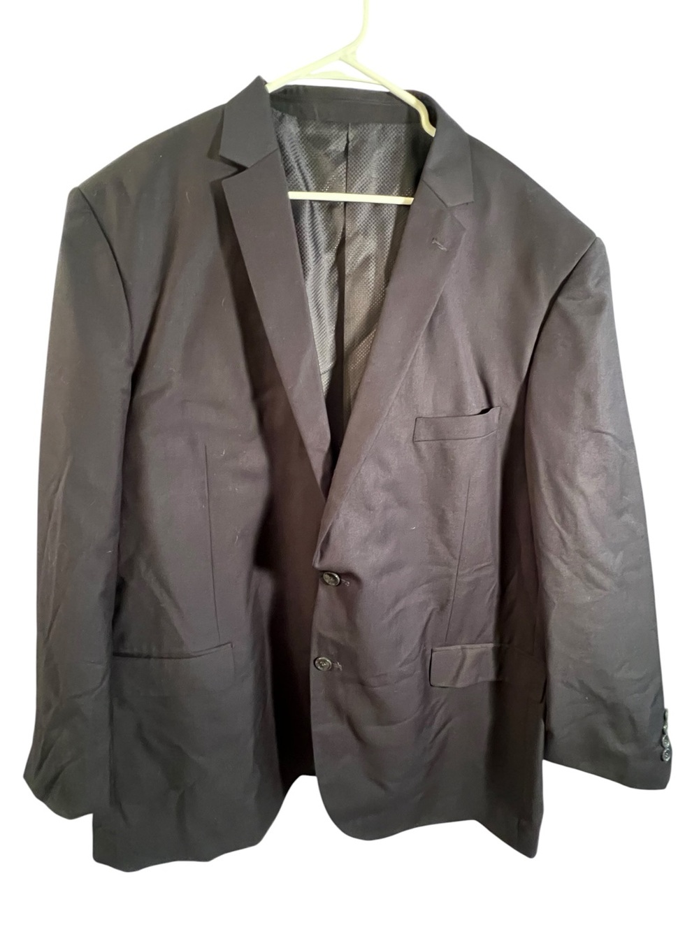 Mazari Men’s Size 56L Suit Jacket Blazer 2 Button Navy Blue Lined Long Sleeve